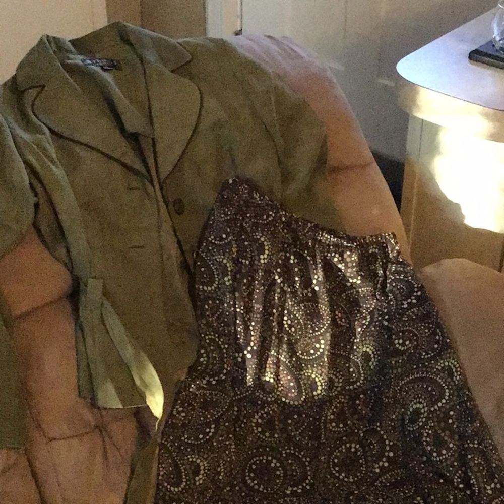 Vintage Green Jacket and Patterned Dress Set